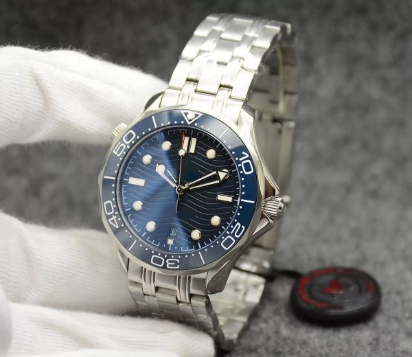 Üst ücretsiz 42mm otomatik mekanik açık hava erkek izle Paslanmaz çelik bilezik ile siyah kadran izle dönebilir çerçeve şeffaf kılıf geri toptan Montre de y432