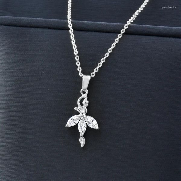 Collane con ciondolo KIOOZOL Coreano Moda Ballet Girl Pendenti con gemme e perle Collana per le donne Catene Accessori Regalo Fidanzata Gioielli 680 KO2