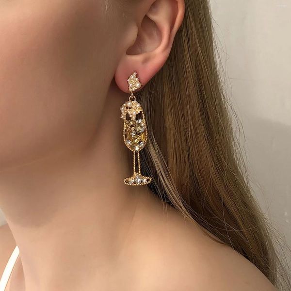 Ohrstecker Trendy Damen 2023 Kristall Strass Post Glas Schmuck Perlen Tropfen Für Frauen Perle Champagner Baumeln Wein