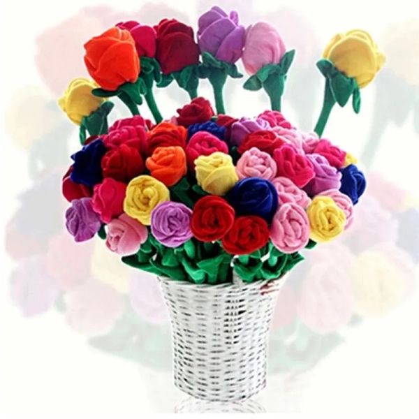 Semplice peluche Sole Fiore Rosa Cartone animato Tenda Fiore San Valentino Bouquet Compleanno Regali di nozze