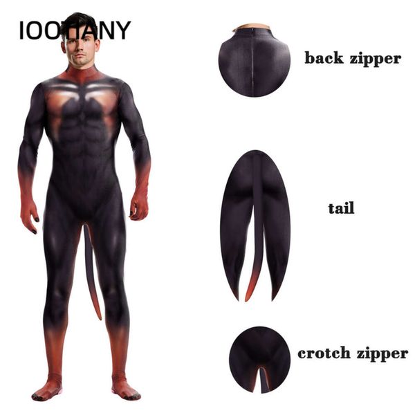 Halloween Karneval Party Overall Ganze Kostüme Tier Catsuit mit Schwanz Zentai Anzug Body Cosplay Fiess Outfit Kleidung