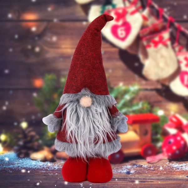 Cappello di Natale alla moda per bambini e adulti, bambola senza volto, in piedi, bambola nana di Babbo Natale, cappello rosso, ornamento di Rudolph