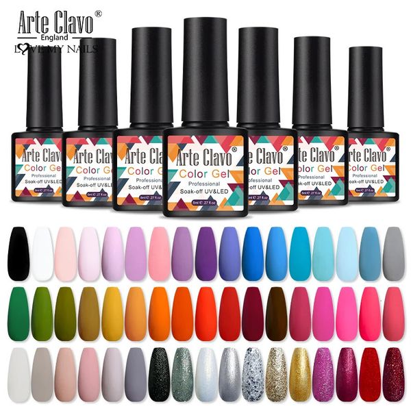 Nail Polish Arte Clavo 8ml Gel Matt Top Base Coat LED Soak Off Preto Branco Chegada Verniz Hybrid Art Maincure 231020