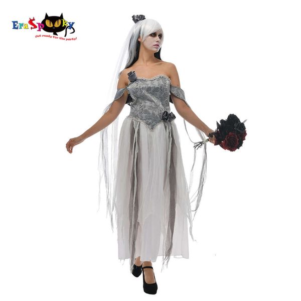 Cosplay Eraspooky Sexy Gótico Fantasma Noiva Cosplay Mulheres Traje de Halloween para Adulto Assustador Dia dos Mortos Festival Fantasia Dresscosplay