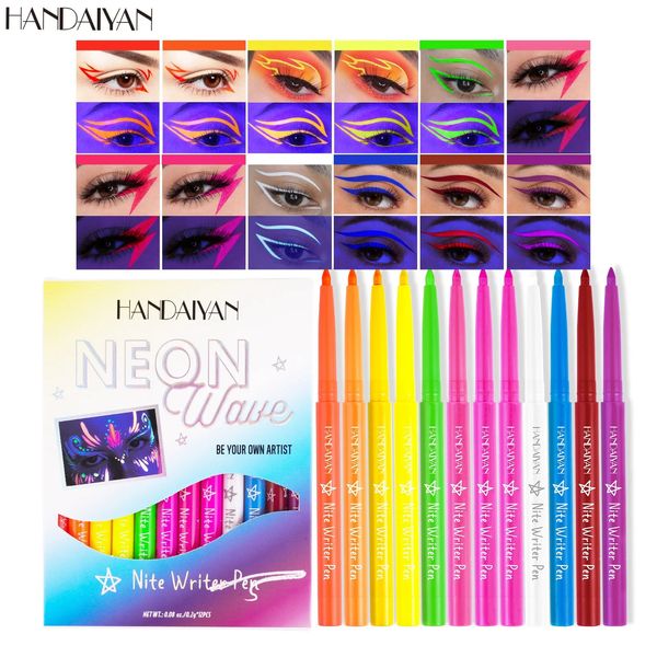 Combinazione ombretto/liner 12 colori UV luminescente eyeliner set per trucco eyeliner cosmetici waterproof eyeliner gel penna bellezza occhi matita trucco per donne 231020