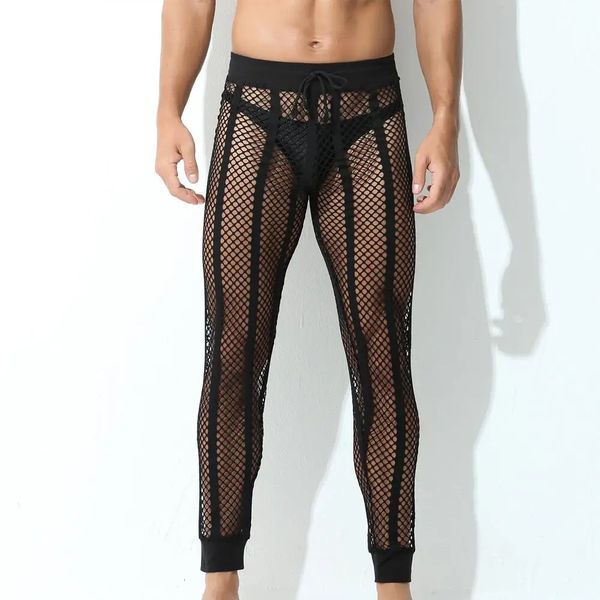 Thermo-Unterwäsche für Herren, sexy Hosen, Leggings, lange Unterhosen, Perspektive, großes Mesh-Out, Sport, Heim-Pyjama-Hose, 231020