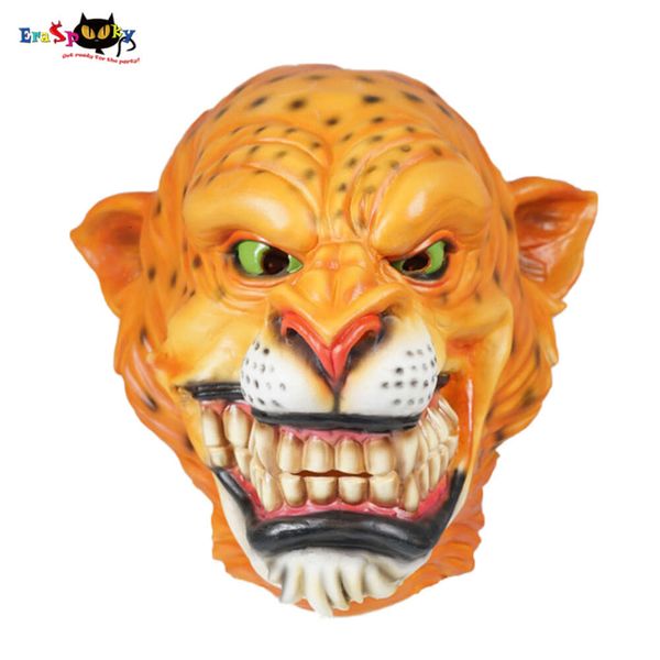 cosplay Eraspooky Realistico Leopardo Maschera in lattice Costume di Halloween per adulti Feroce Spaventoso Animale Puntelli Cosplay Copricapo per festecosplay