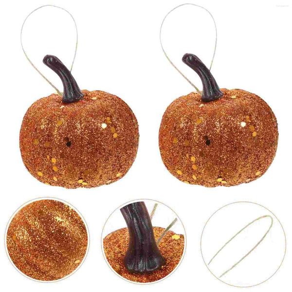 Dekoratif Çiçekler 10 PCS Pumpkin Glitter Yapay Heykelcik Noel Hasat Kabak Minyatürleri Şükran Partisi Portakal