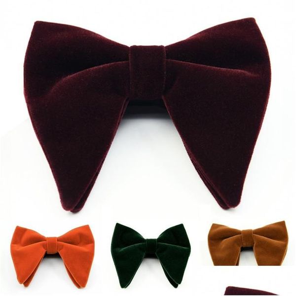 Bow Ties Bow Ties Moda Veet Kadınlar İçin Büyük Bowties Mens Damat Düğün Tie Sıska Düz Renk Gravatas İnce Siyah Cravat Aksesuarları Dhnpf