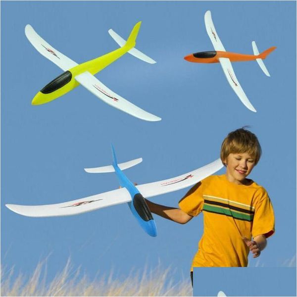 Aeronave elétrica/rc 60x100 15.5cm mão jogando avião diy epp espuma flexível durável modelo de avião brinquedo ao ar livre 230303 otupv