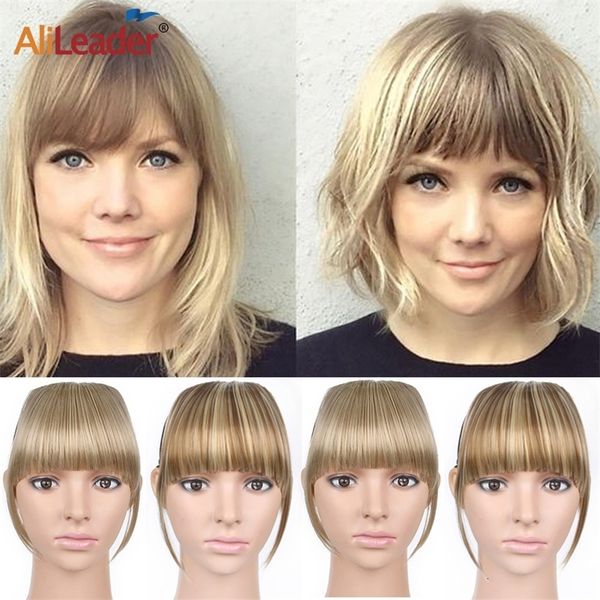 Bangs Alileader Sintético Blunt Bangs Soft Light Hair Bangs Clipe em Extensões de Estilo de Cabelo Falso Franja Mais Durável Straight Bang 231020