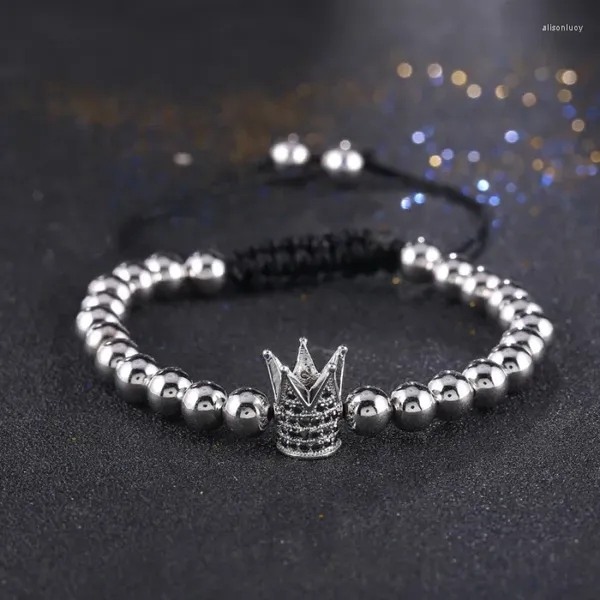 Charme pulseiras 2023 micro pave cz contas imperial coroa pulseira na moda trança macrame ajustar tamanho para mulheres homens jóias