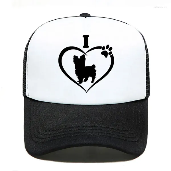 Baseballkappen mit Aufschrift „I Love Yorkshire Terrier“, lustig, lässig, für Männer und Frauen, Eltern-Kind-Hüte, Netzvisier, Outdoor-Sonnenhut, verstellbar