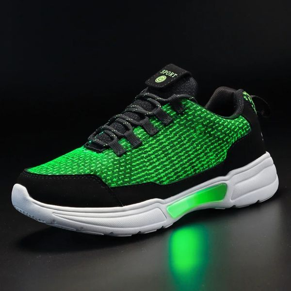 GAI Dress Unclejerry LED Scarpe in fibra ottica Ragazze Ragazzi Uomini Donne USB Ricarica Light Up Scarpe per adulti Glowing Running Sneaker 231020