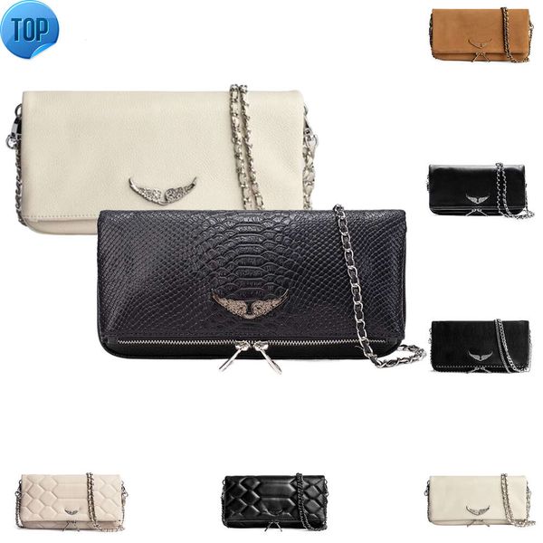 Mulheres Pochette Rock Swing Your Wings Zadig Voltaire Bolsa Mens Carteira Tote Bolsa Ombro Designer Envelope Couro Genuíno Embreagem De Luxo Flip Cross Body Bagsk