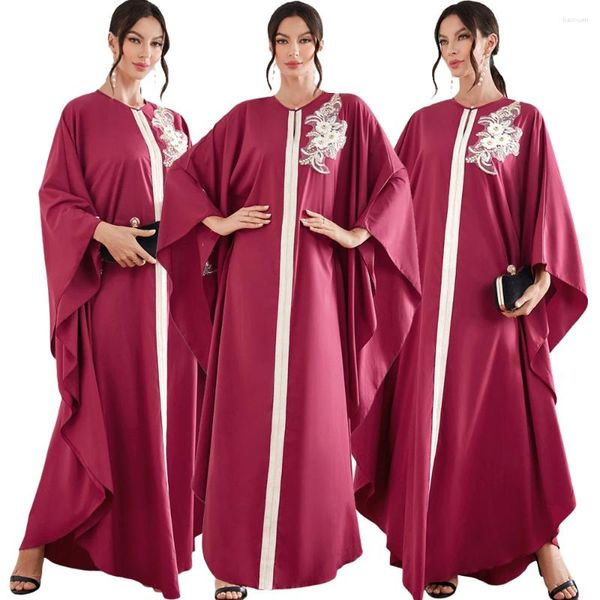 Abbigliamento etnico Ramadan Abito modesto Dubai Abaya Abito lungo da donna musulmano Elegante manica a pipistrello Turco Caftano Islamico Arabo Femme Vestidos