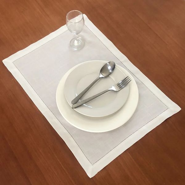 Guardanapo de mesa 12pcs guardanapos de linho de algodão placemats pano de jantar multi tamanho branco no restaurante el 40x40 35x50 231020