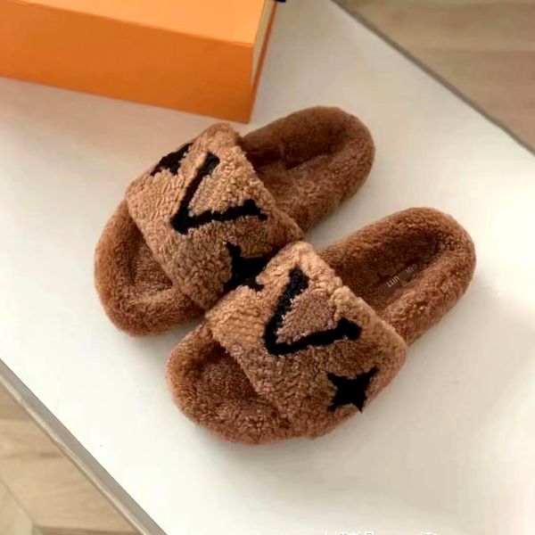 Paseo flat conforto mule pele de luxo peludo mulher sandália teddy shearling slides designer chinelo homem slider espuma verão transporte rápido