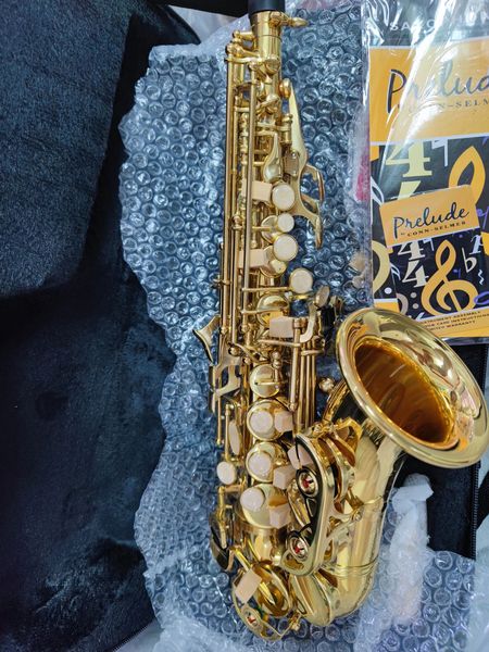 Klassisches 803 Modell B-Flat, professionelles, gebogenes Sopransaxophon, Jazzinstrument, Messing, vergoldetes Saxo-Sopran-Premium-Ton 00