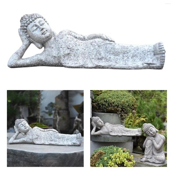 Decorazioni da giardino in resina per esterni che dorme meditando statua di Buddha Zen decorazione per scultura in stile sud-est asiatico per patio portico cortile interno