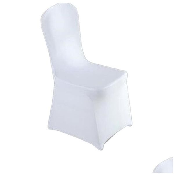 Cadeira cobre branco poliéster spandex cadeira de festa de casamento ers para casamentos banquete dobrável el decoração casa jardim casa têxteis chai dhrb9