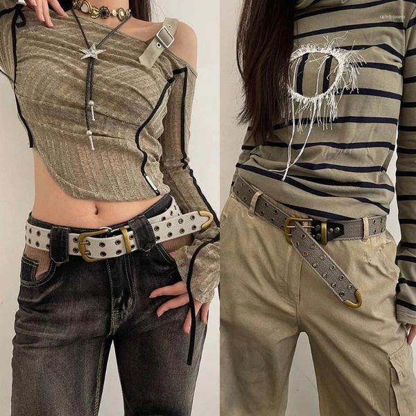 Cinture regolabili con doppia fibbia ad ardiglione Cintura sottile in tela Universale per ragazze Donna Vita per cappotti Gonne Jeans decorativi