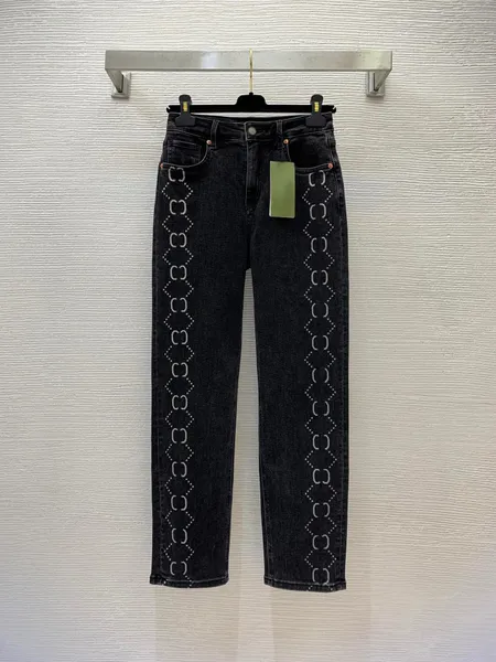 G249 Luxus Designer Europäische Waren Jeans für Frauen Neue Herbst Kleidung Stretch Hohe Taille Schlank Schwarz Spitz zulaufend Bleistift Hosen Mode