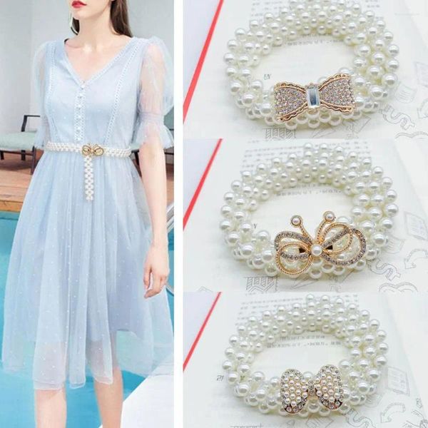 Gürtel Gürtel Elastischer Bund Perle Taille Kette Wasser Diamant Frauen Mode Kleid Dekorative Koreanische Stil Dünne Teile