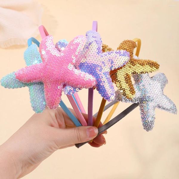 Acessórios de cabelo 1 pc cartoon starfish banda brilhante lantejoulas crianças decorativas aro lazer viagem festa crianças menina