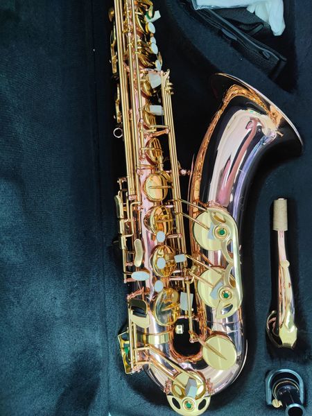 Sassofono tenore professionale a doppia costola B tono bronzo fosforoso placcato oro puro intagliato a mano sax tenore strumento jazz 00