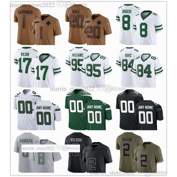 Maglia Salute To Service 2023 95 Quinnen Williams 8 Aaron Rodgers 17 Garrett Wilson 1 Sauce Gardner 20 Breece Hall 11 Jermaine Johnson II Will McDonald IV 2 Zach Wilson