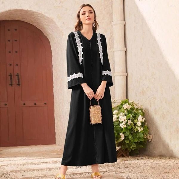 Abbigliamento etnico pizzo Eid Mubarak Abaya donne eleganti musulmane abito lungo maxi Turchia caftano abito islamico partito Marocco Jalabiya caftano abito