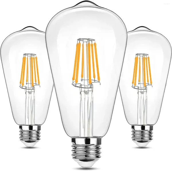 Edison lâmpada 2700k branco quente 6w st64 vintage 60w equivalente lonmbard e26 para lustre restaurante corda