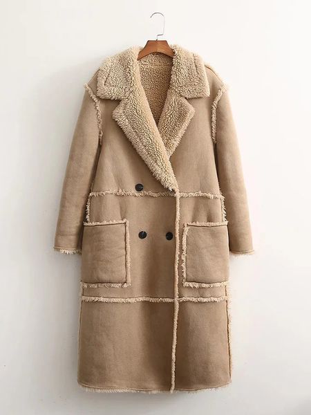 Giacche da donna invernali da donna spesse calde lunghe in pelle scamosciata Parka Trench finto montone in pelle di montone Cappotto in pelliccia di agnello Cappotto vintage femminile Capispalla 231021