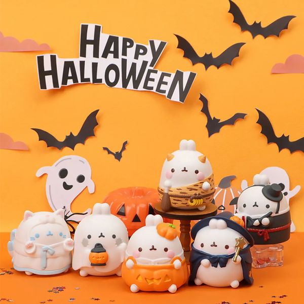 Scatola cieca Molang Halloween Serie speciale 2 Scatola misteriosa Giocattoli Kawaii Simpatiche action figure Modello Regalo di compleanno a sorpresa 231020