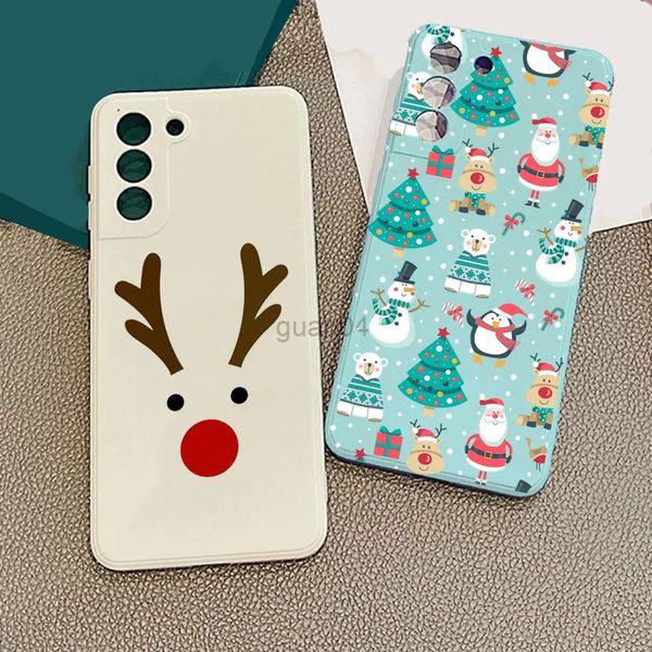 Casos de telefone celular Ano Novo Caixa de telefone de Natal para Samsung S23 S21 FE S20 A52 A30 S22 PLUS A12 A71 TPU Capa de silicone Galaxy A14 A53 A13 231021