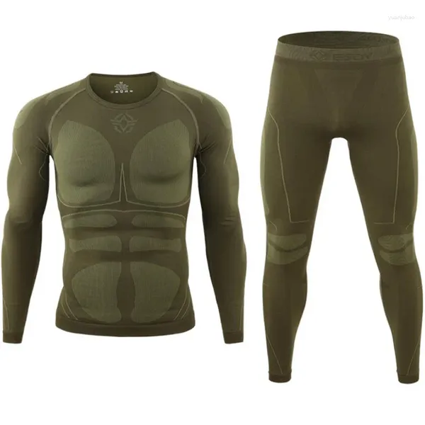 Herren-Trainingsanzüge, Winter-Fleece, taktisches Thermo-Unterwäsche-Set, Herren-Outdoor-Funktion, atmungsaktiv, Training, Radfahren, Thermo-Tight, lange Unterhosen