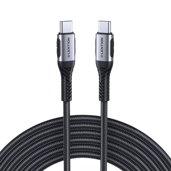 Кабель LENTION USB C — USB C, 6,6 фута, 100 Вт, кабель для быстрой зарядки типа C, 20 В/5 А, зарядный шнур USB-C для iPhone 15/15 Pro/15 Pro Max, MacBook Pro 2023–2016 гг., нового iPad Pro, Mac Air и других устройств