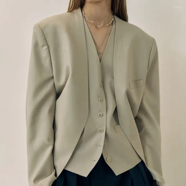 Женские костюмы VII 2023, бренд LC, осенняя женская одежда, повседневный пиджак с v-образным вырезом, майка, комплект из двух предметов, предложение