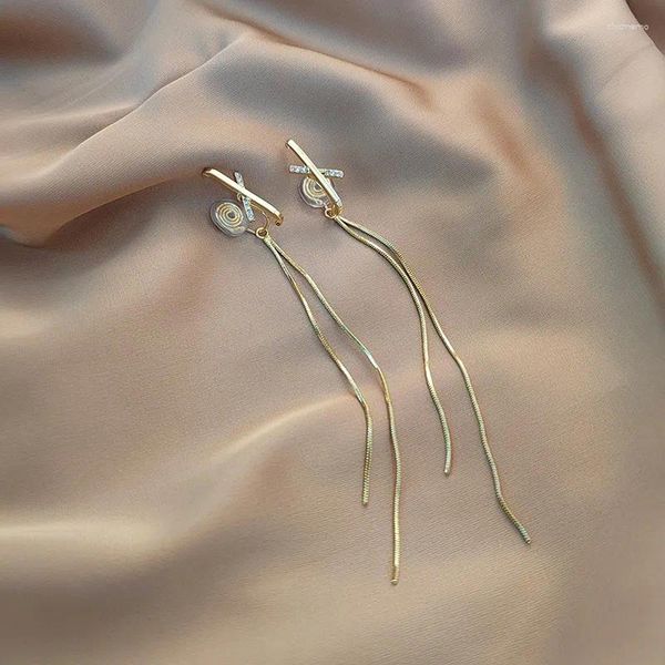 Rücken Ohrringe Temperament Moskito Spule ohne Ohr Löcher Clips Gold Farbe schlanke lange Quaste Clip auf Piercing für weibliche Frauen