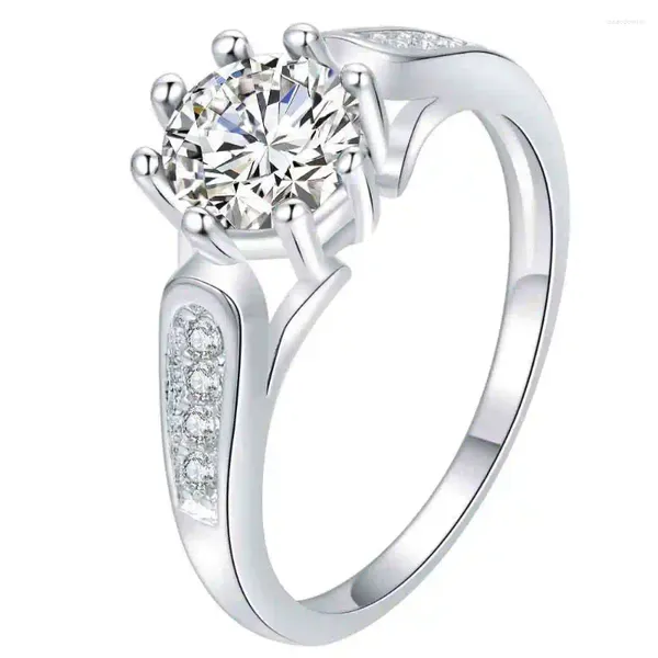 Кольца кластера AR562, оптовая продажа, серебряное кольцо 925, модный размер 7 #, ювелирные изделия с покрытием, перелив, циркон, камень, палец