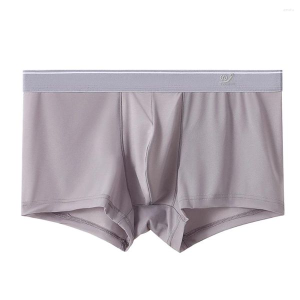 Mutande da uomo in seta di ghiaccio con rigonfiamento del pene boxer slip traspiranti biancheria intima confortevole boxer da uomo ad asciugatura rapida pantaloni da notte