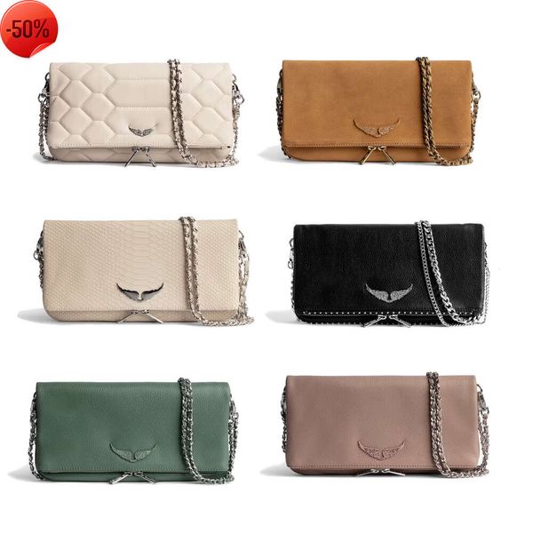 Pochette Rock Swing Your Wings Zadig Voltaire bolsa feminina bolsa de ombro designer homem corrente de asa de couro genuíno luxo moda embreagem aba cross body bagsh