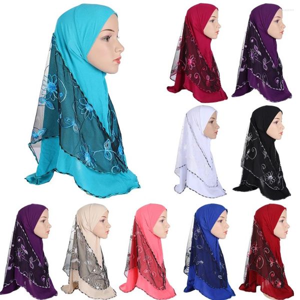 Roupas étnicas Malha Bordado Mulheres Muçulmanas Hijabs Instantâneos Uma Peça Amira Pull On Wear Cachecol Oração Capa Completa Cap Headwrap Islâmico