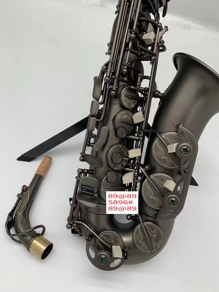 Mattschwarzgoldenes professionelles Altsaxophon Drop E, hochwertiges Altsaxophon-Jazzinstrument in Schwarz-Nickelgold mit hochwertigem Klang