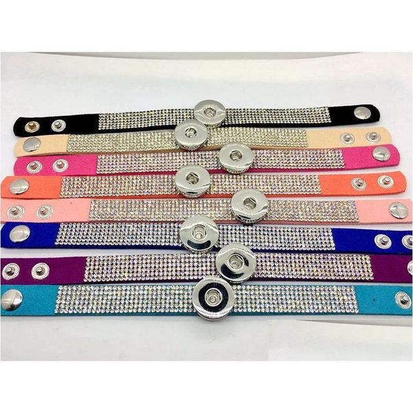 Charme Pulseiras Atacado Gengibre Snap Pulseira 8 Pçs / Lote Mix Estilo Mulheres Moda Strass Jóias Fit 18mm Botão Chunk Drop Delive Dhgst