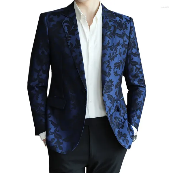 Herrenanzüge Marke Jacquard Anzug Männer Business Bankett Kleid Jacke Schwarz Blau Grün Mode Gentleman Party Blazer Homme Tops Größe 5XL-S