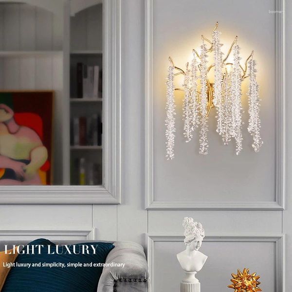 Lâmpada de parede moderna LED luzes de cristal estética sala de jogos bebê lustre decoracion pared eletrodomésticos