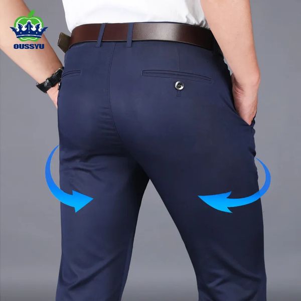 Pantaloni da uomo Primavera Estate Pantaloni da completo da uomo Pantaloni eleganti da ufficio in cotone classico nero blu Pantaloni maschili taglie forti 40 231021