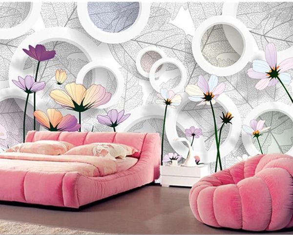 Wallpapers personalizado 3d murais simples e elegante pintado à mão flor de sol estéreo papel de parede sala de estar tv quarto papel de parede